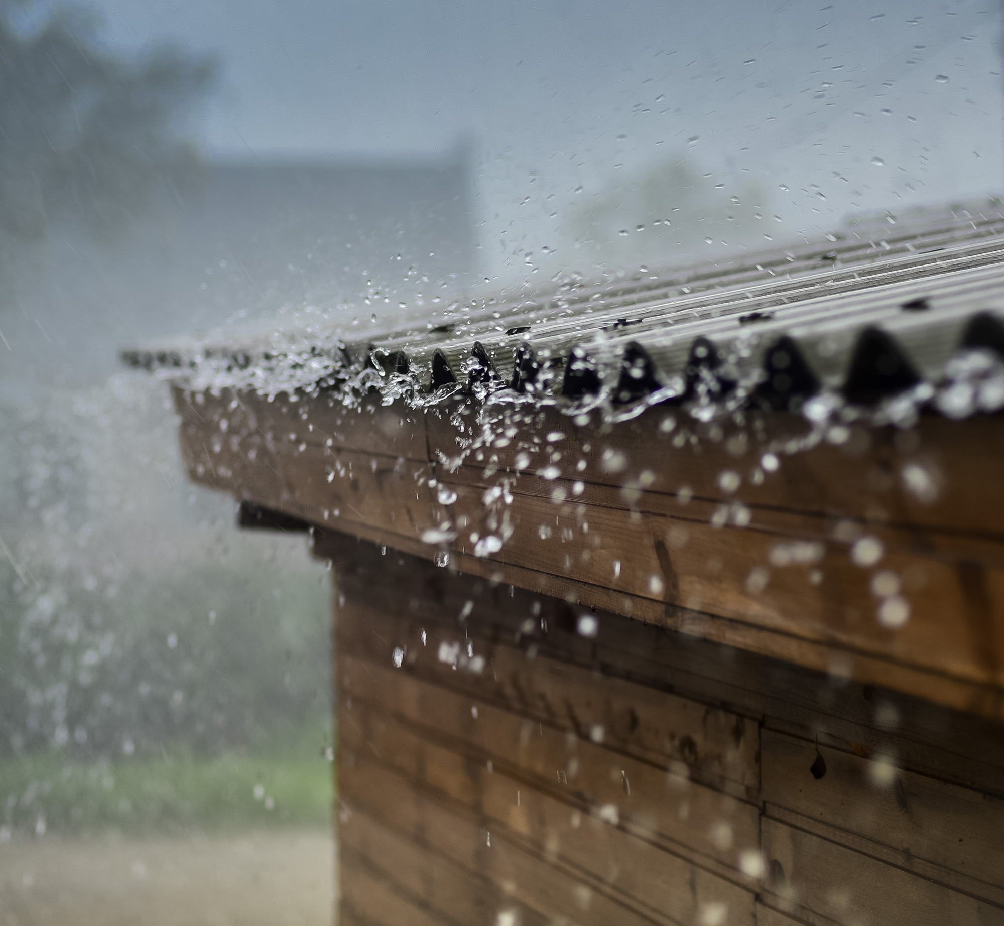 Severe rain storm impact on roofing materials